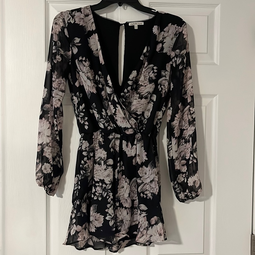 Black floral romper